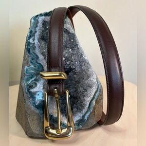 Vintage Coach Mahogany Brown Leather Belt Brass Buckle 8528 EUC